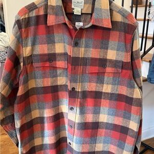 L.L. Bean Men's Plaid Button Down Shirt - Red, Blue, Tan